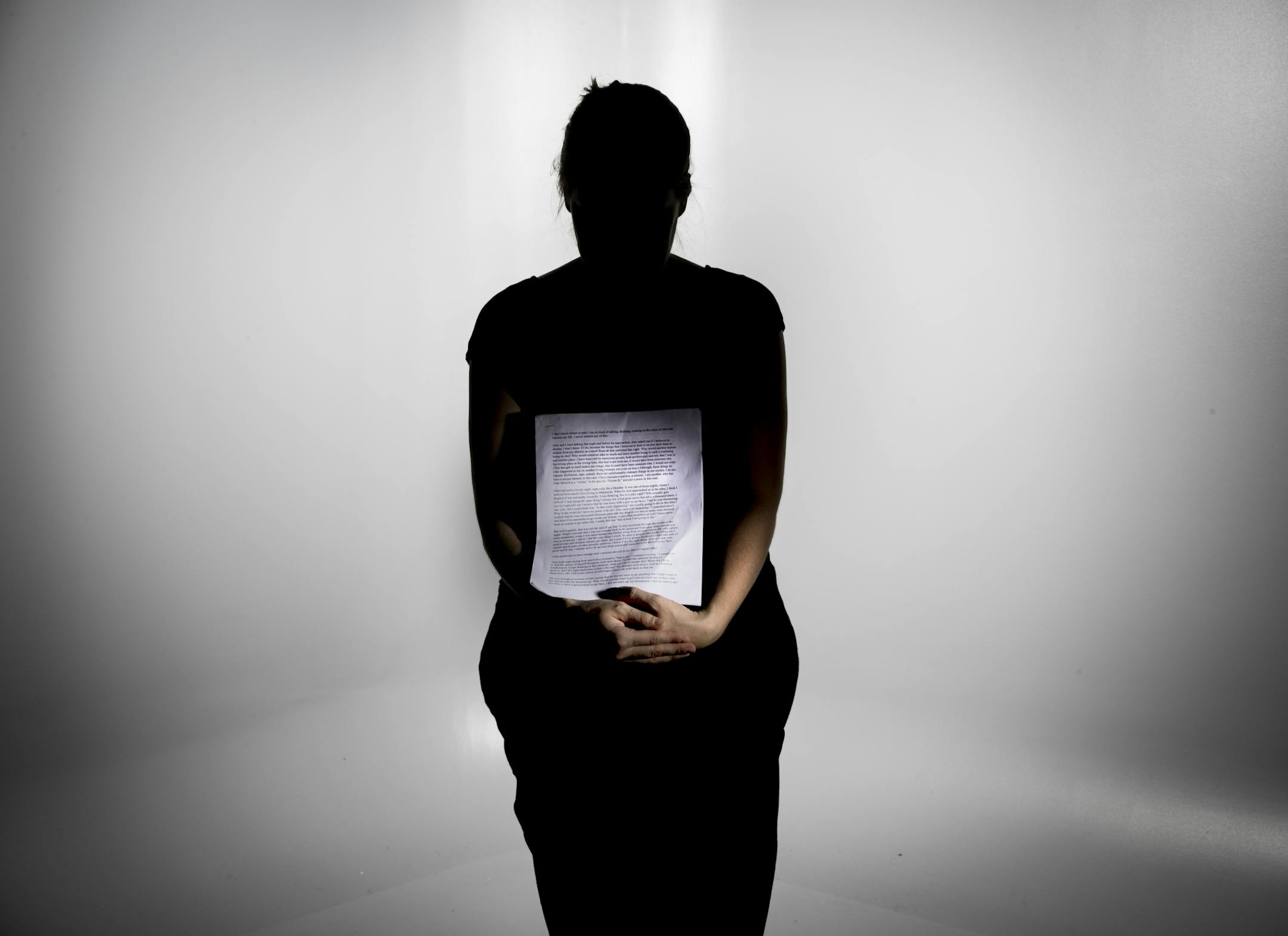 A victim of a brutal rape confronted her attacker in court, reading a five-page statement that brought many to tears in the gallery. She was photographed with her statement on Tuesday, August 9, 2016, in Minneapolis, Minn.