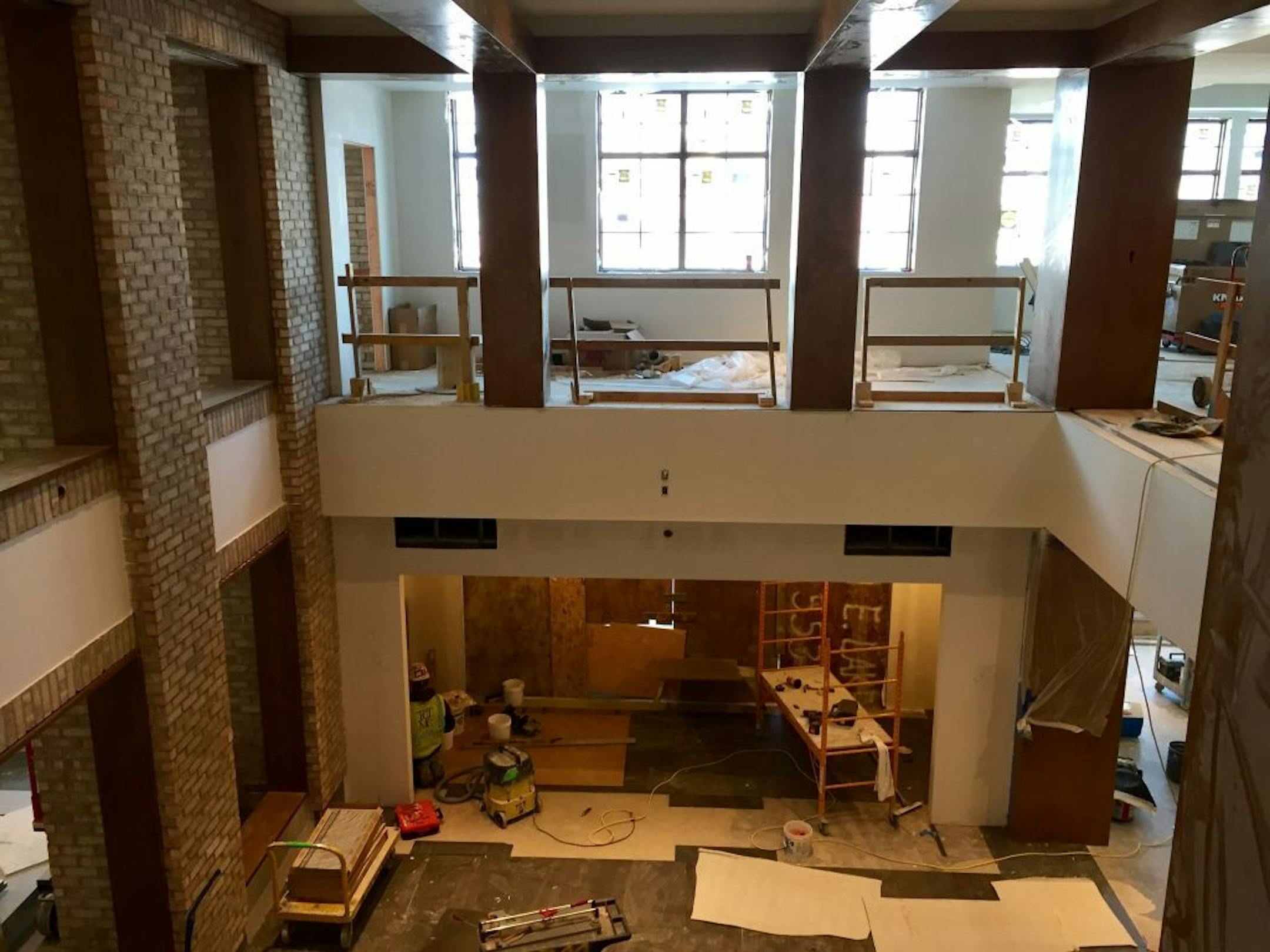 Construction crews work May 2, 2017 on the new restaurant ninetwentyfive, which is housed in a $65 million building that is the fifth and final block in a massive redevelopment project in Wayzata. The Promenade of Wayzata replaced the old Wayzata Bay Center Mall.