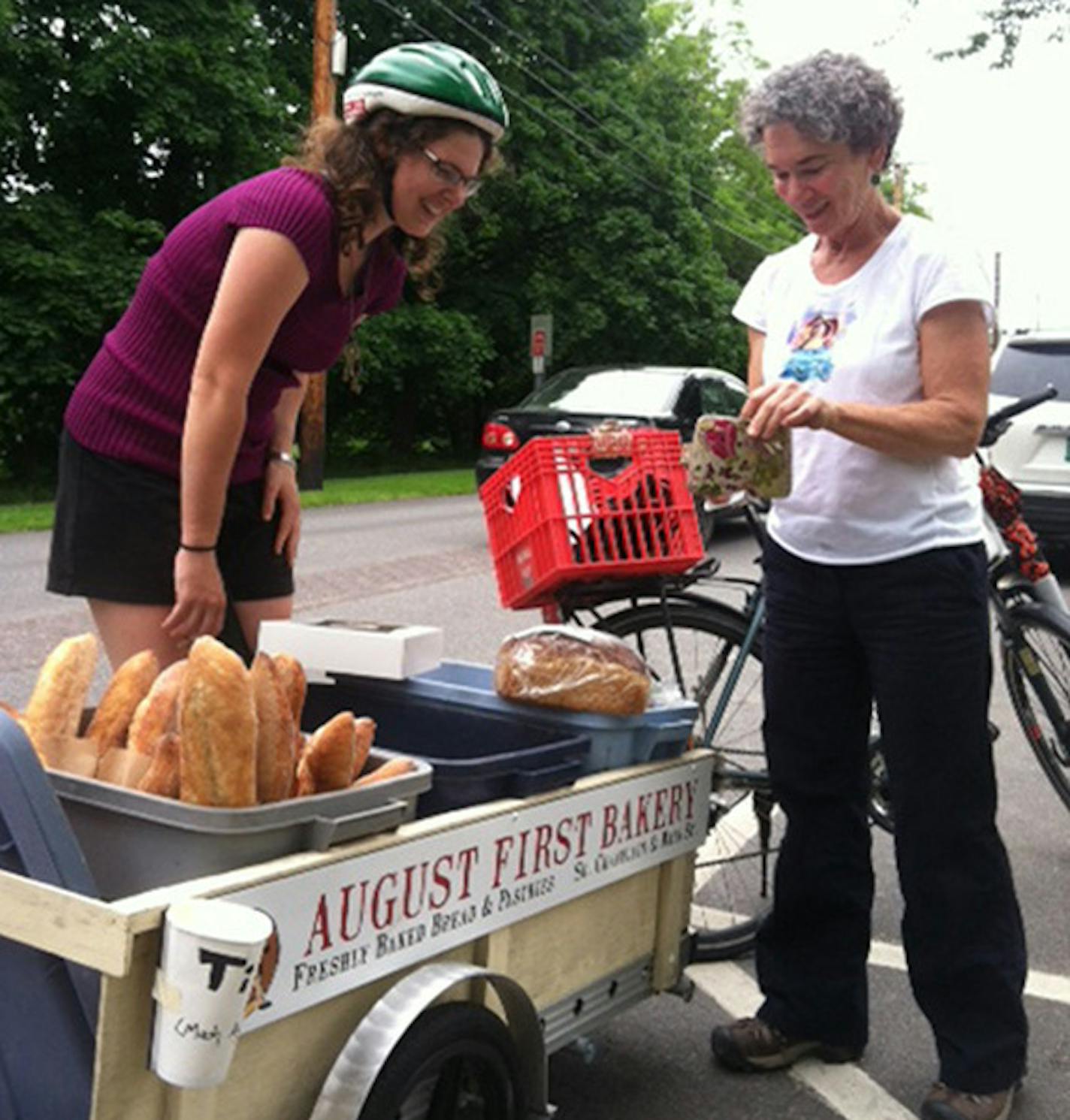 Bill McAuliffe August First Bakery sells bread throughout Burlington, Vt., via bicycle.