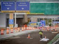 Workers worked along Glumack Drive, likely one of the busiest thoroughfares in the state, Monday, September 28, 2020 in Bloomington, MN. The quarter-m