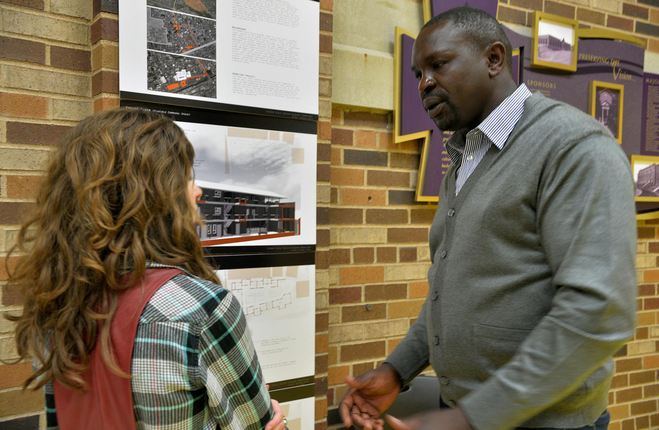 KGSA's founder and KGSA foundation development specialist, Abdul Kassim talks with Chloe Ahlf about the proposed advancements. ] (SPECIAL TO THE STAR TRIBUNE/BRE McGEE) **Abdul Kassim (right, KGSA's founder and KGSA foundation development specialist), Chloe Ahlf (left)