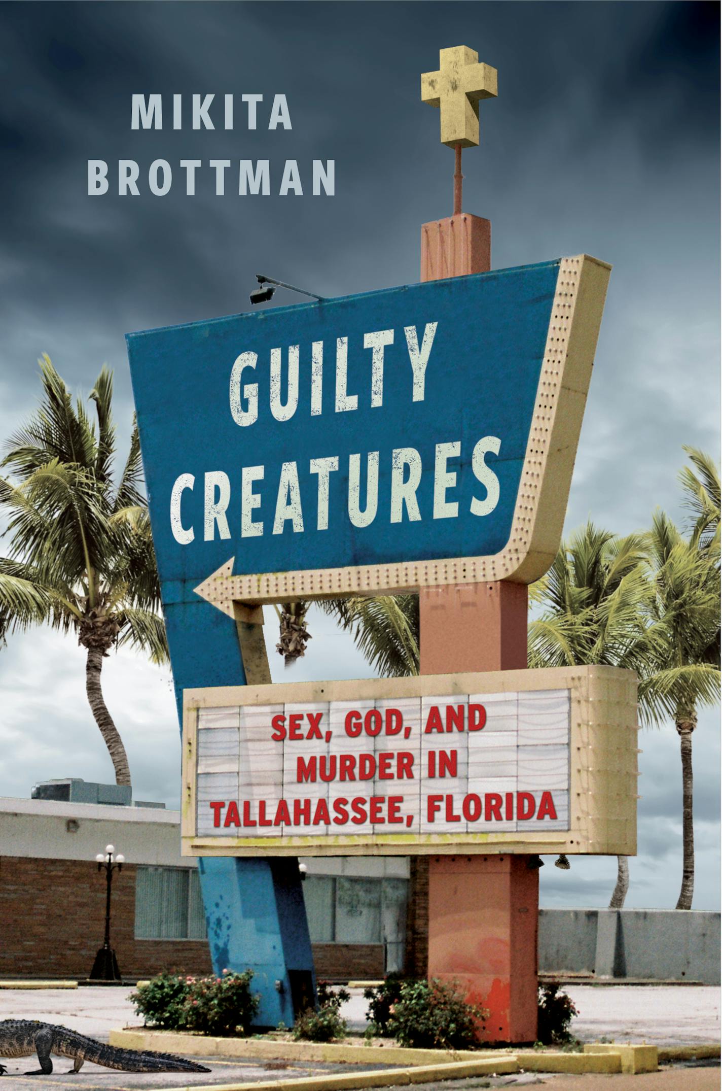 cover of Guilty Creatures features the title written on a motel sign