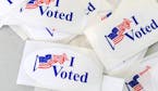 "I Voted" stickers at a polling station on the campus of the University of California, Irvine, on November 6, 2018, in Irvine, Calif. (Robyn Beck/AFP/
