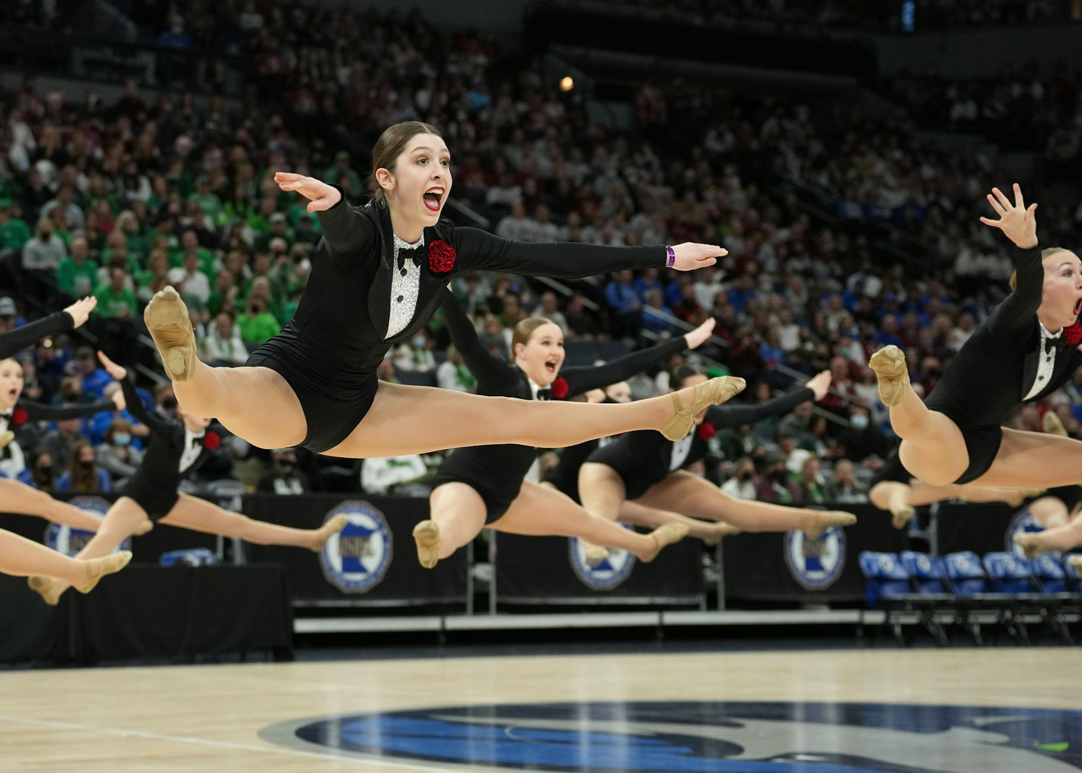 Sauk Rapids-Rice performs at the Class 2A MSHSL State High Kick Dance Tournament.