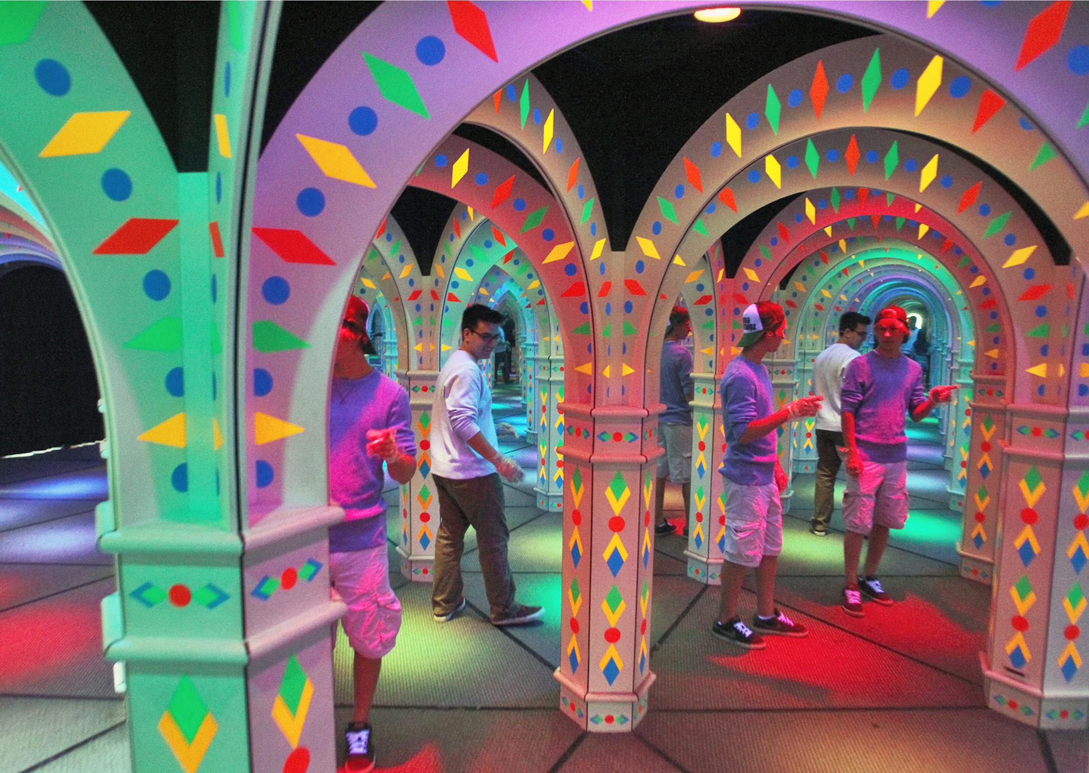 The Mirror Maze recently opened at the Mall of America, featuring hallways, mirrors and reflections throughout the 2,500 square feet of twisting maze. (MARLIN LEVISON/STARTRIBUNE(mlevison@startribune.com (cq )
