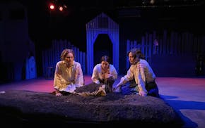 Sarah Bahr's set for 'Sickle' includes a mound of dirt that's the exact displacement of a grave, a metaphor that hangs over the show.