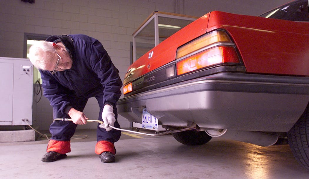 Minnesota's vehicle emissions testing program ended on Nov. 30, 1999. This photo is from the last day of testing in Minneapolis. 