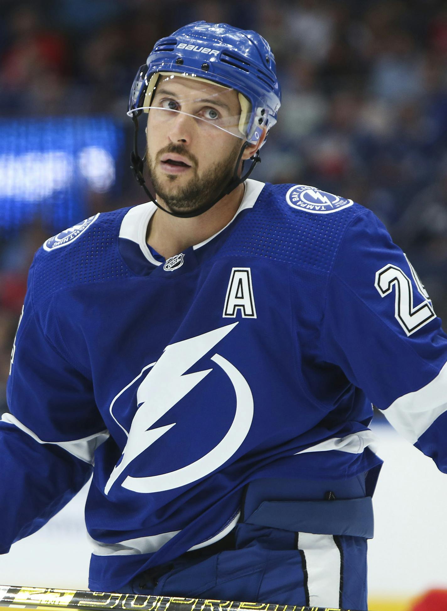 The Tampa Bay Lightning's Ryan Callahan, who is returning from offseason shoulder surgery, on the ice against the Detroit Red Wings during the first period at Amalie Arena in Tampa, Fla., on Thursday, Oct. 18, 2018. (Dirk Shadd/Tampa Bay Times/TNS) ORG XMIT: 1243110