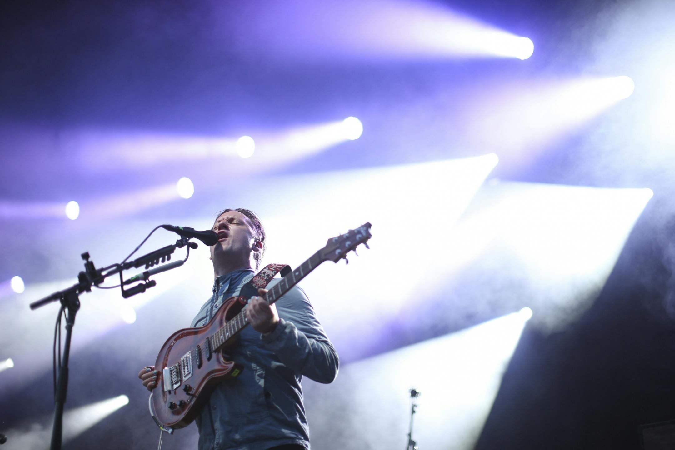 Isaac Brock of Modest Mouse early in the band's set Sunday night at Rock the Garden.