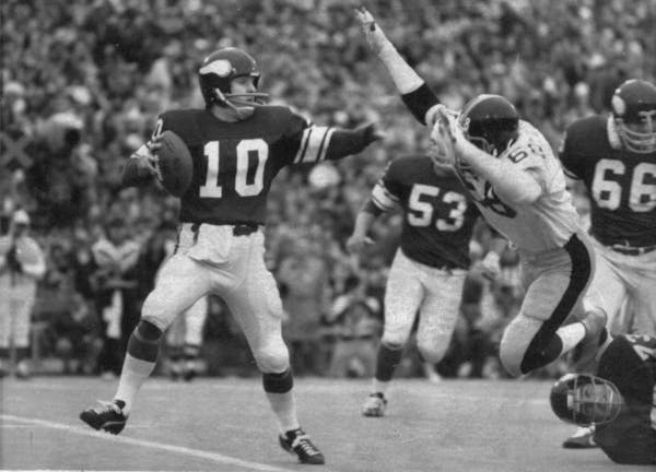 Fran Tarkenton scrambles against the Steelers during the Super Bowl in 1975 -- one of four Vikings losses.
