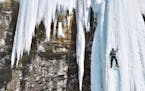 Maintaining a triangular body formation is key for novice ice climbers. (Mark Johanson/Chicago Tribune/TNS)