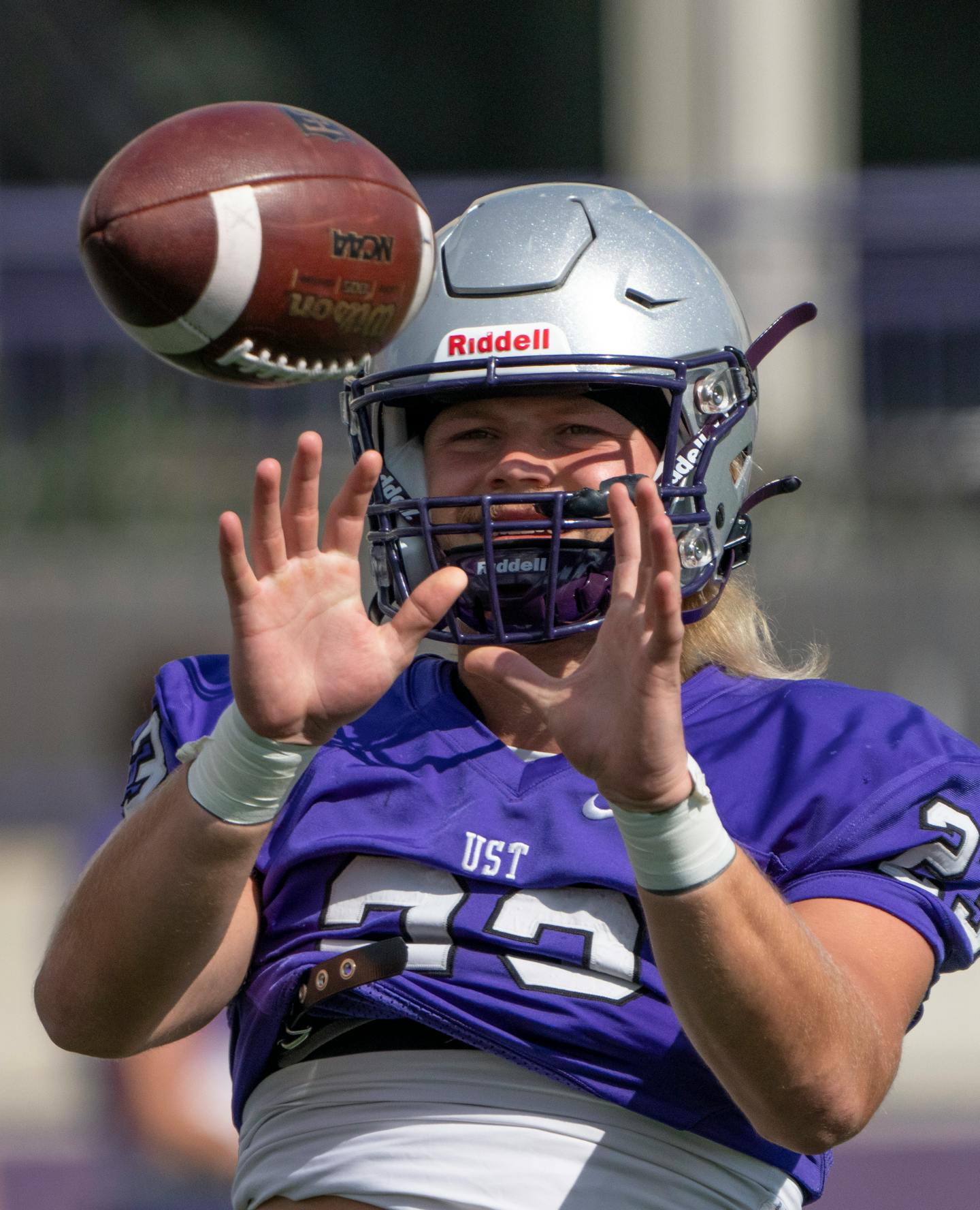 St. Thomas Senior safety Luke Glenna. Thursday, Aug. 25, 2022 St. Paul, Minn. St. Thomas went from unknown Division I commodity last year to picked third in the Pioneer League conference this season. ] Brian Peterson ¥ brian.peterson@startribune.com