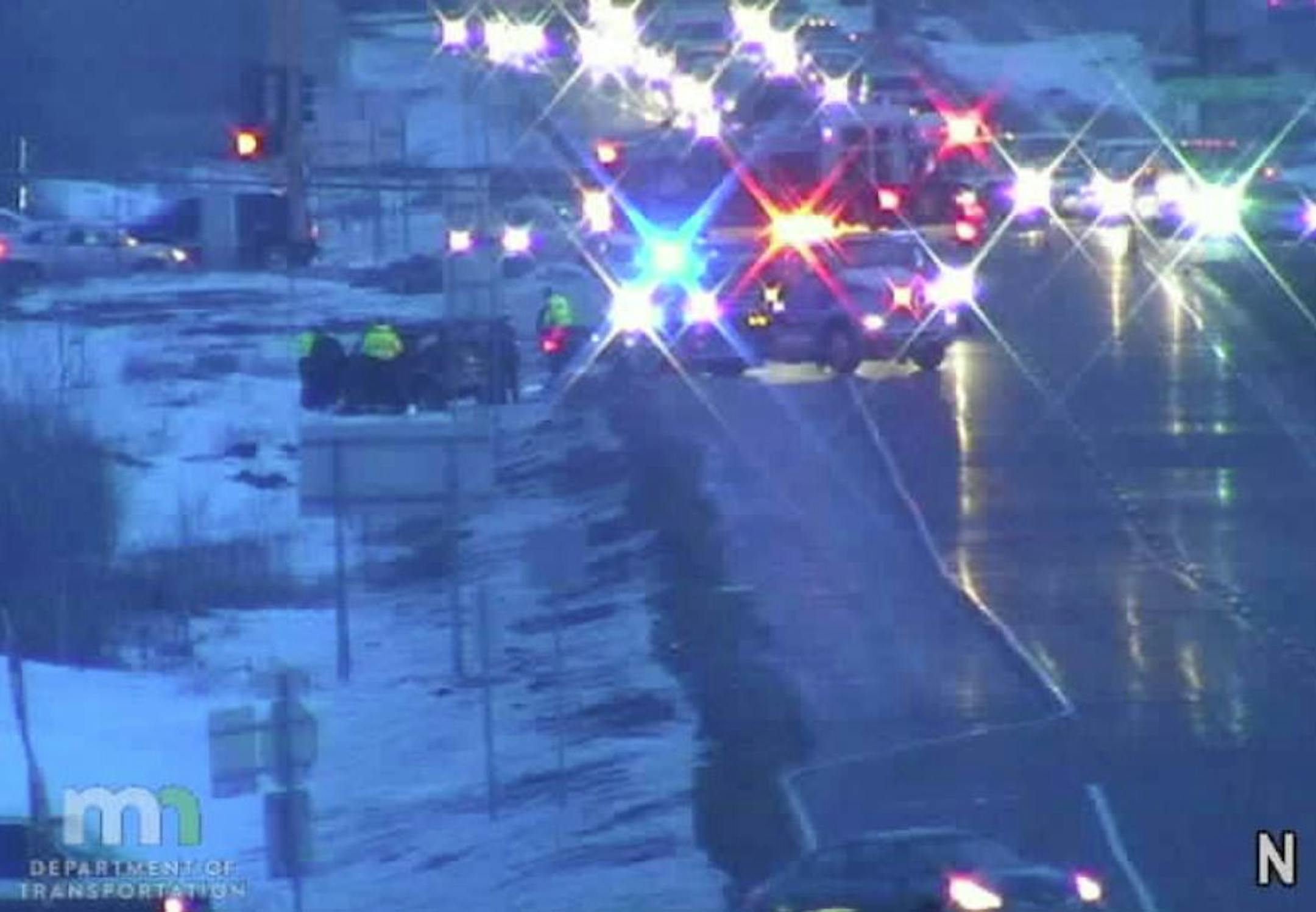 This crash in Blaine closed Hwy. 65 Monday early on in the morning commute. Credit: MnDOT traffic camera