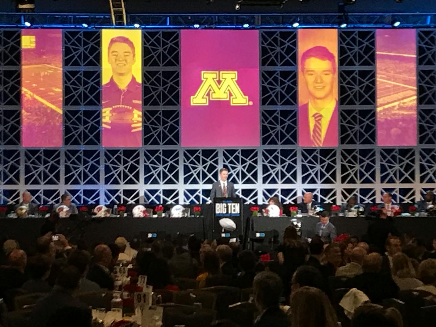 Casey O'Brien spoke during a luncheon at Big Ten Media Days in Chicago.