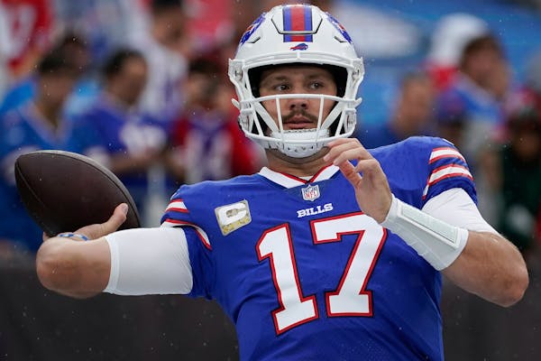The Bills are evaluating quarterback Josh Allen “hour to hour,” keeping open the possibility he will play Sunday against the Vikings.  