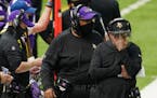 Vikings coach Mike Zimmer pressed his head into his hand as he watched from the sidelines in the second quarter against the Titans on Sunday.