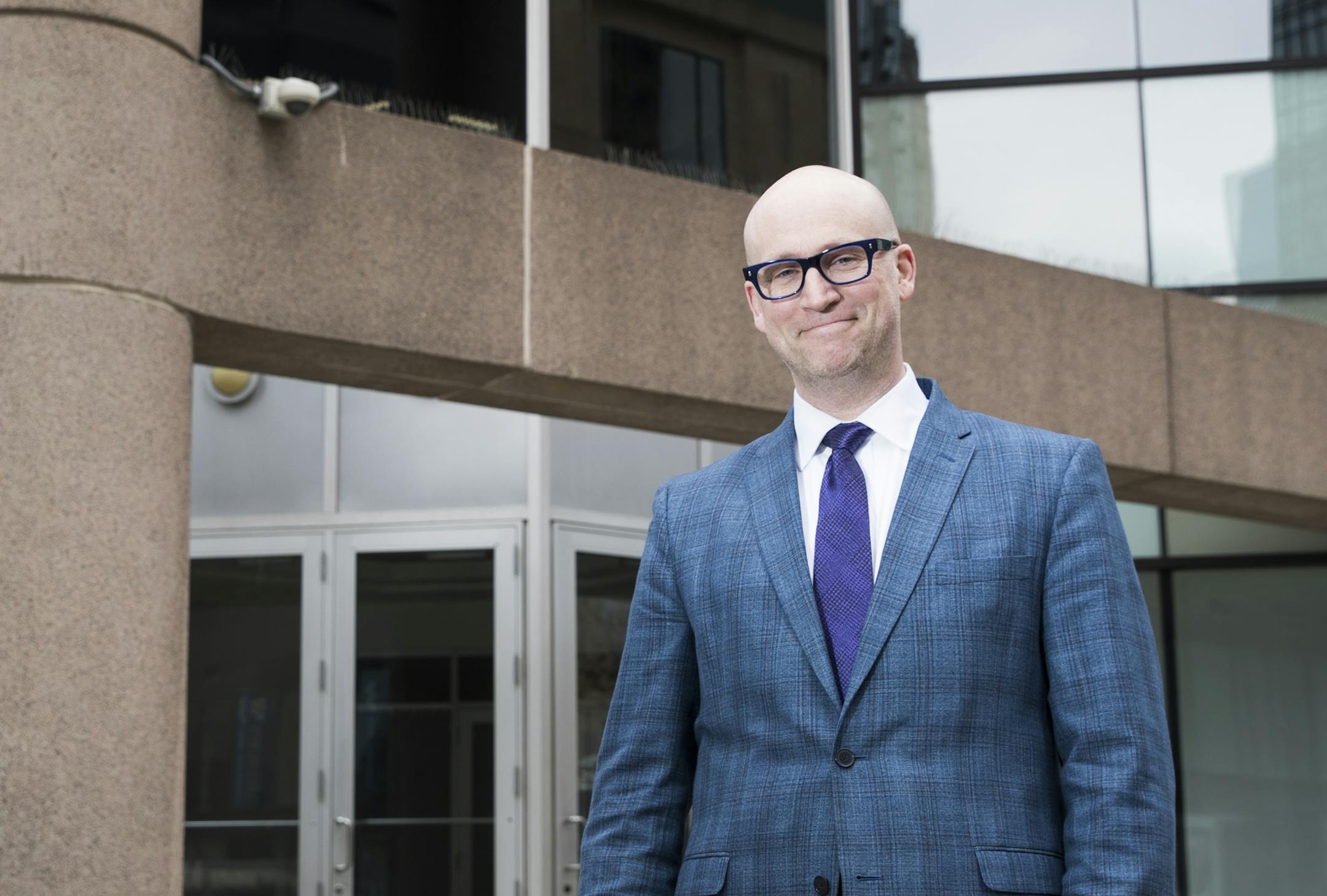 Dan Collison, of the Minneapolis Downtown Council, posed in front of the City Center building in Minneapolis, Minn., on March 22, 2018. ] RENEE JONES SCHNEIDER ï renee.jones@startribune.com