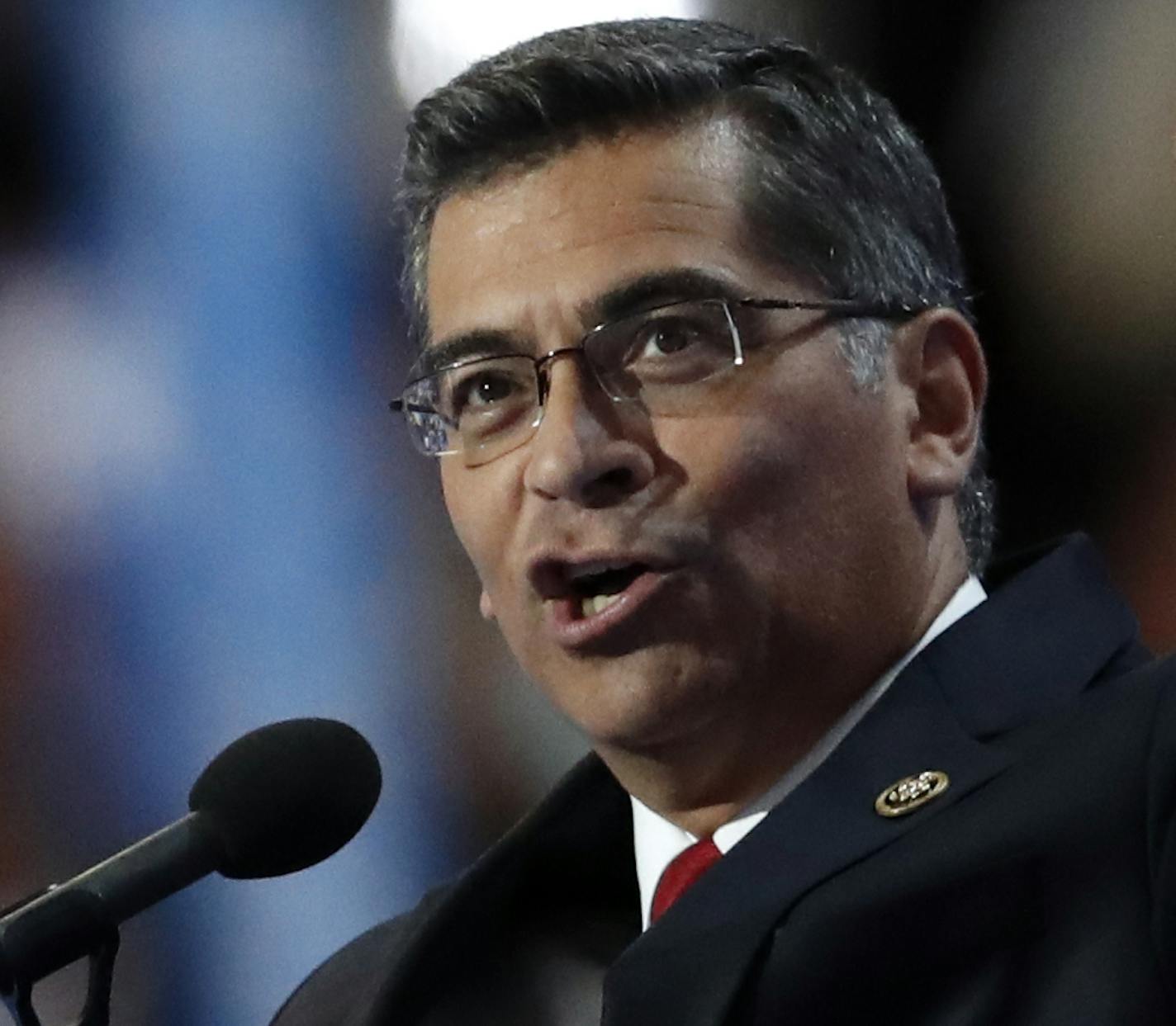 Rep. Xavier Becerra, D-Calif. speaks during the final day of the Democratic National Convention in Philadelphia , Thursday, July 28, 2016. (AP Photo/Paul Sancya)