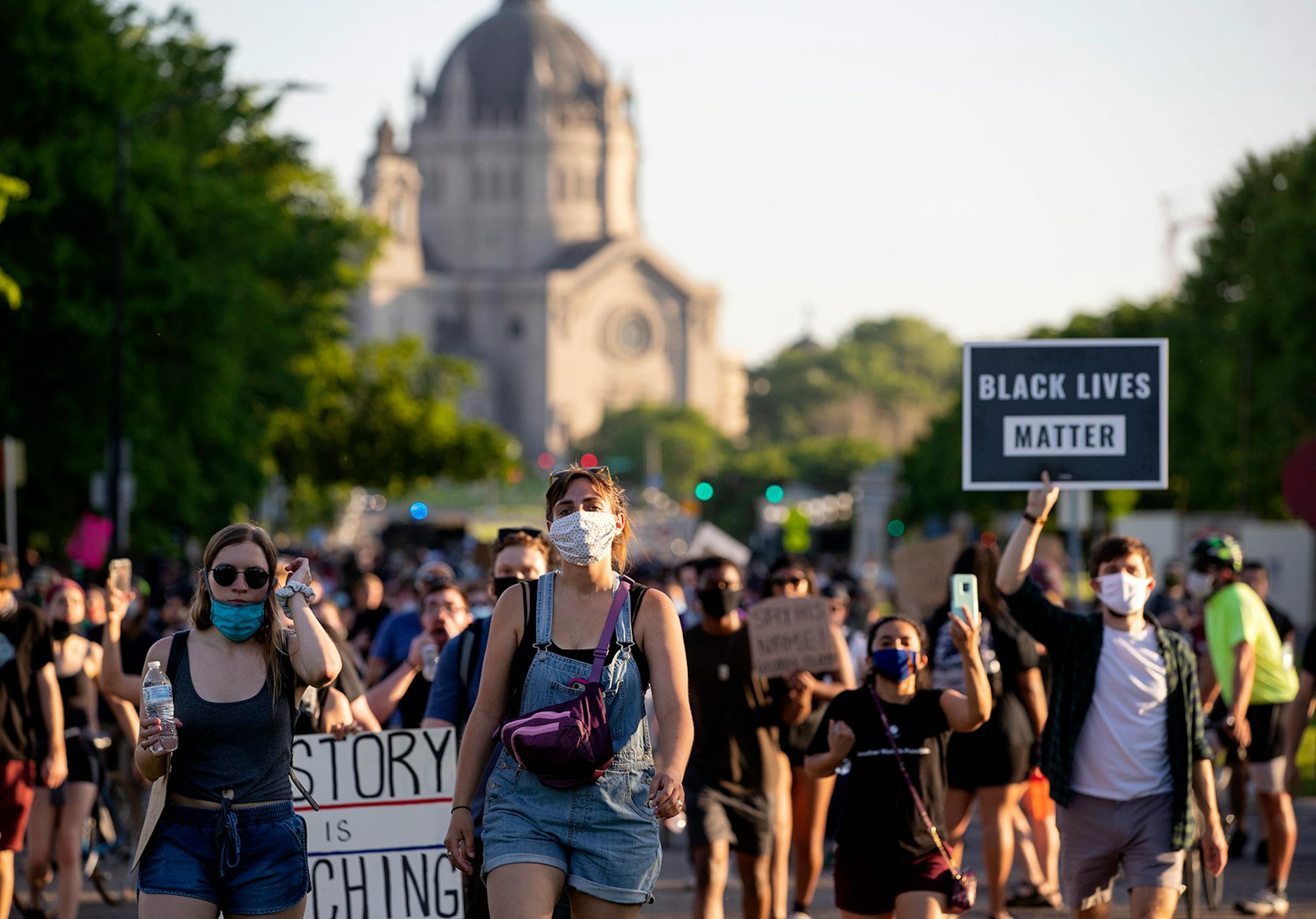 Protesters headed to the Minnesota State Capitol in St. Paul in late May.