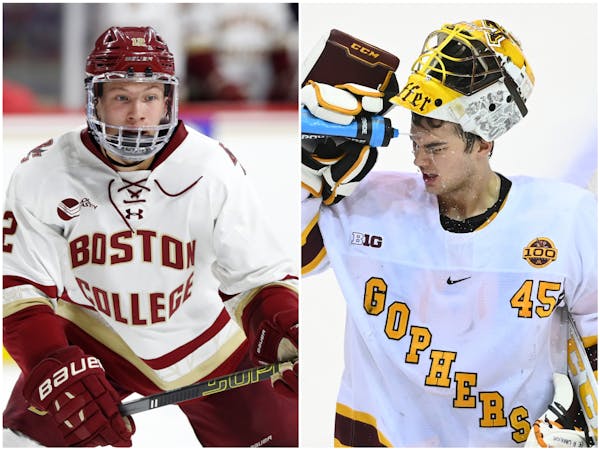 Wild draft pick Matt Boldy and Gophers goalie Jack LaFontaine are among 10 Hobey Baker finalists.