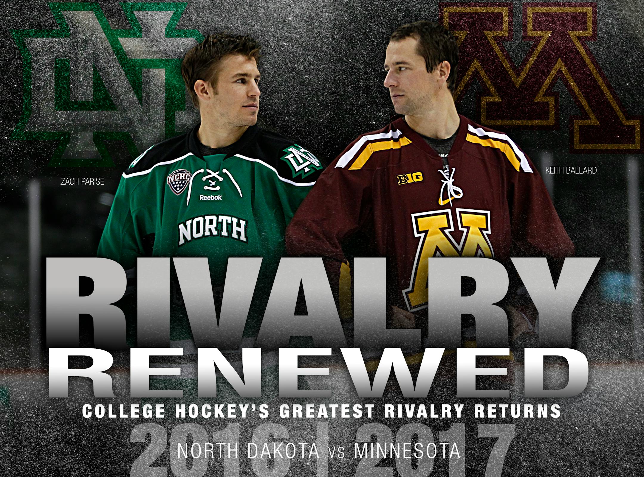 This flier accompanied the news media announcement that Minnesota and North Dakota are renewing their college hockey rivalry.