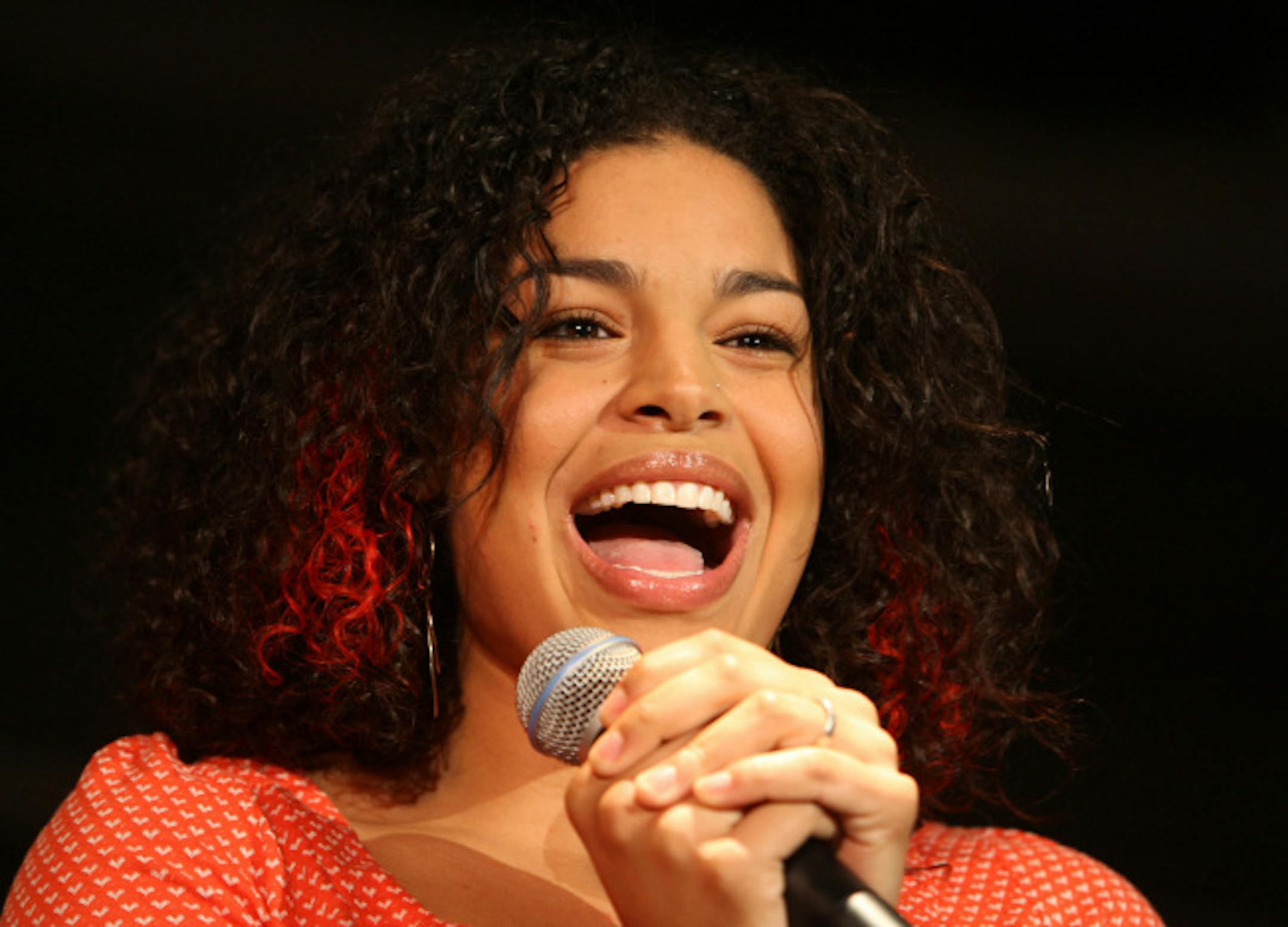 Jordin Sparks took a question from the audience of kids at the Lundstrum Center Tuesday evening.