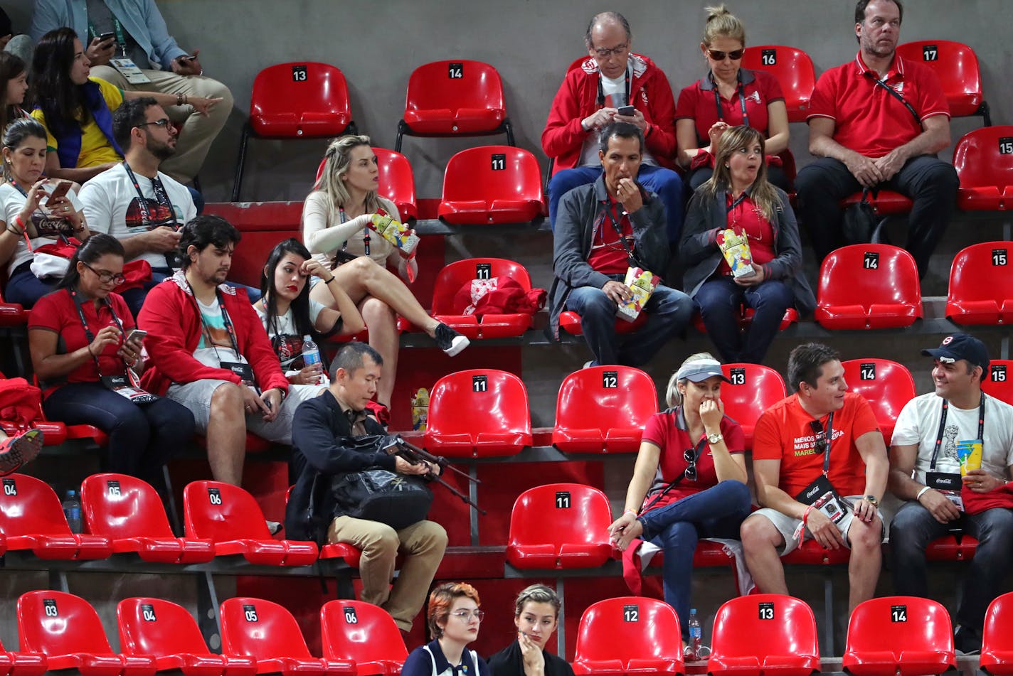 Venues have not been full at most events, even women's all around gymnastics competition had empty seats. ] 2016 Summer Olympic Games - Rio Brazil brian.peterson@startribune.com Rio de Janeiro, Brazil - 08/12/2016