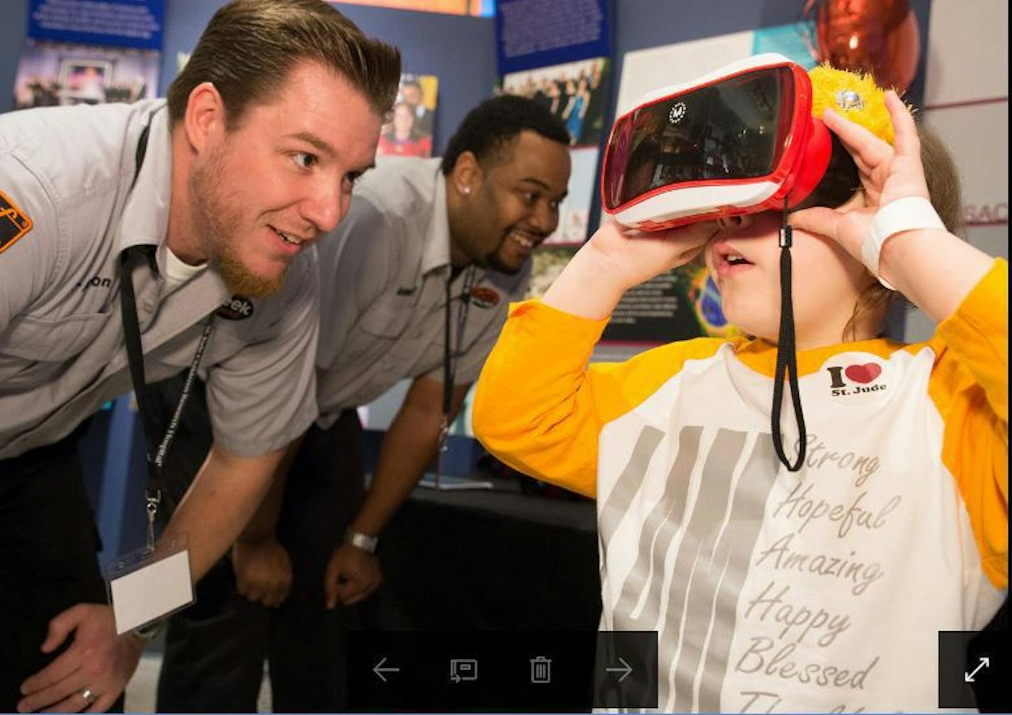 A group of Best Buy employees showed patients new technology during a 2016 visit to St. Jude Children's Research Hospital in Memphis.
Source: Best Buy