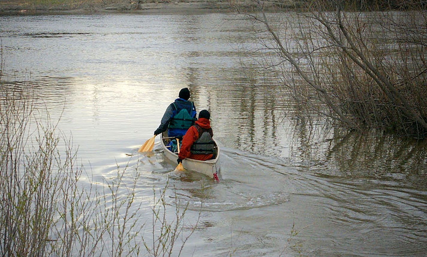 Sean Bloomfield was in the bow as he and Colton Witte set off up the Minnesota River on their way to Hudson Bay, Canada.