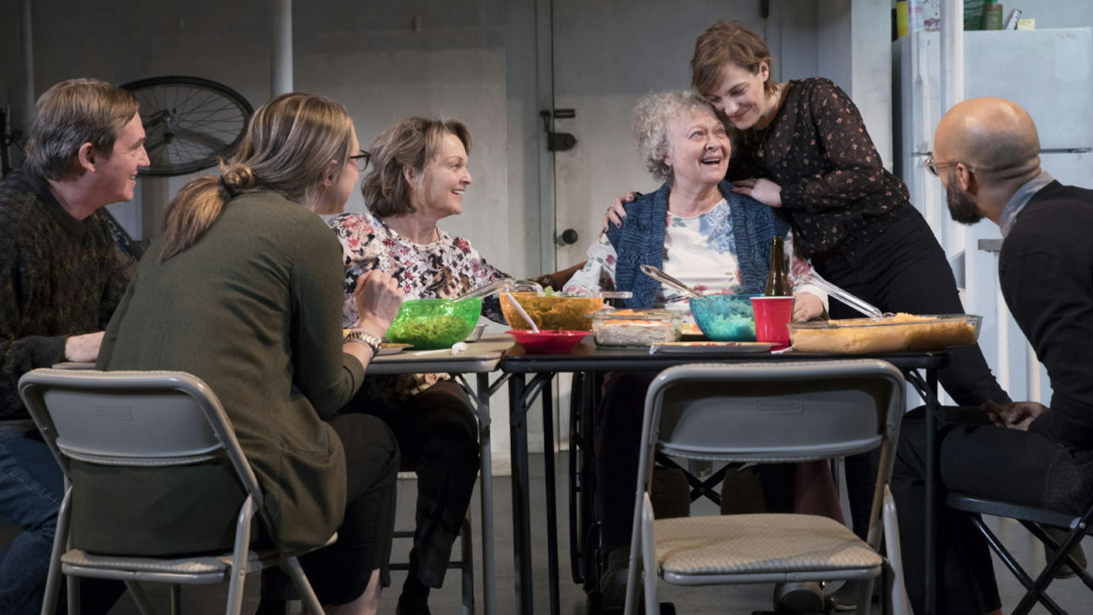 Richard Thomas, Therese Plaehn, Pamela Reed, Lauren Klein, Daisy Eagan and Luis Vega
in the touring production of "The Humans."
Photo Credit: Julieta Cervantes