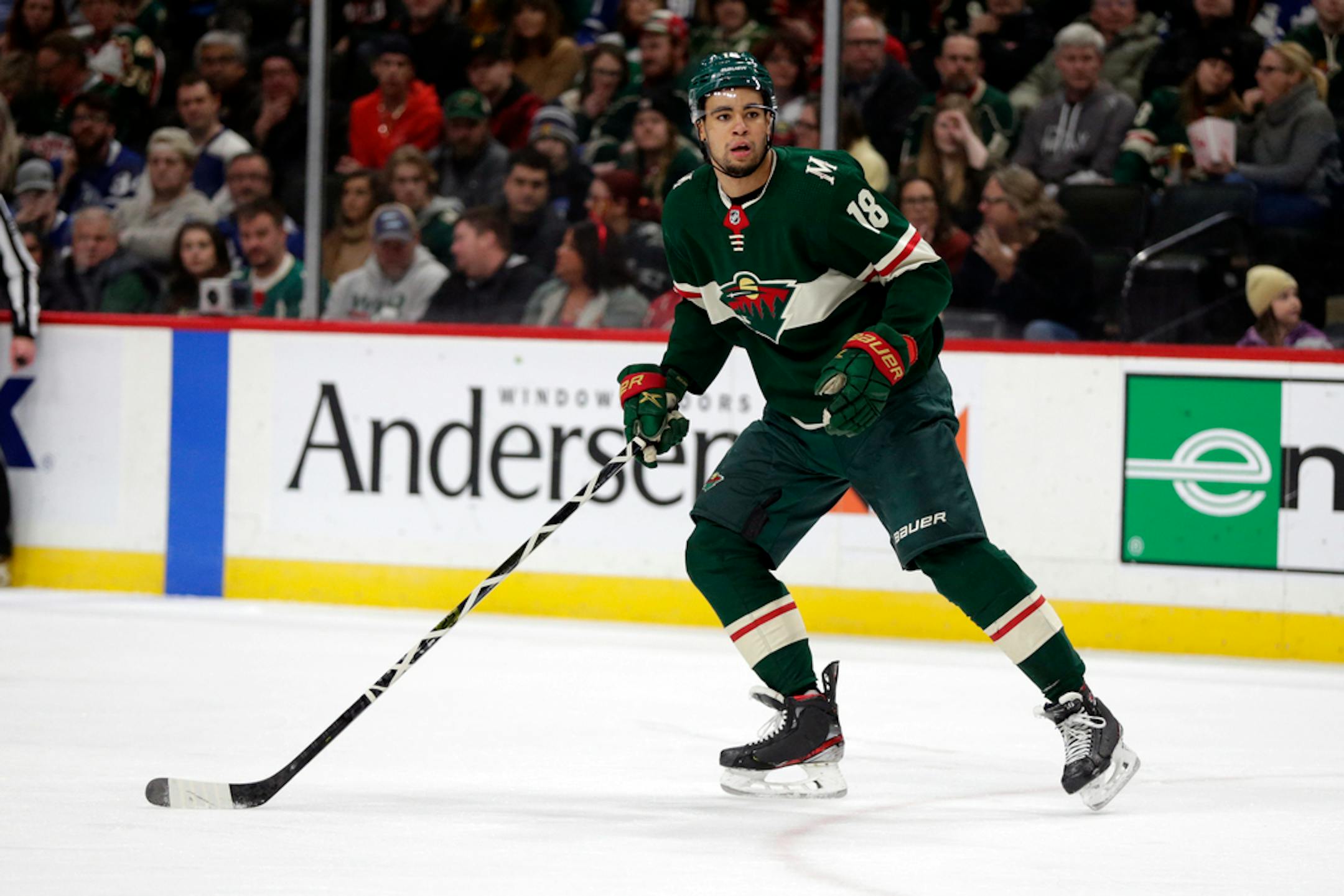 Minnesota Wild left wing Jordan Greenway was promoted to the top line.