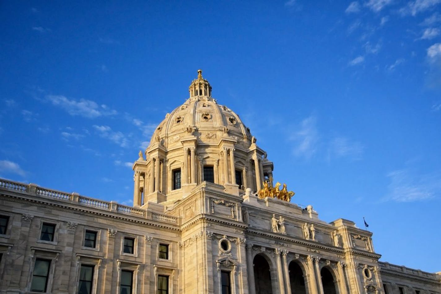 The Minnesota State Capitol in the evening sun.