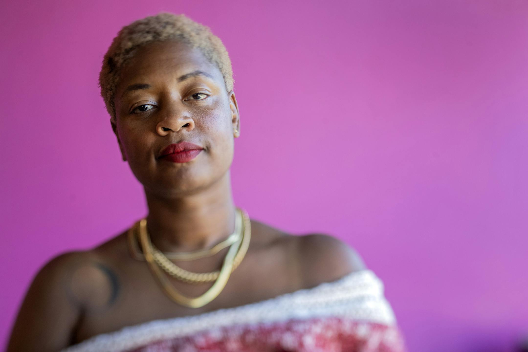 Author Junauda Petrus photographed at Moon Palace Books. ] CARLOS GONZALEZ • cgonzalez@startribune.com – Minneapolis, MN – September 4, 2019, Junauda Petrus, the writer, performer, filmmaker and self-described "pleasure activist" who's making a national splash this fall with a much-buzzed-about YA novel.