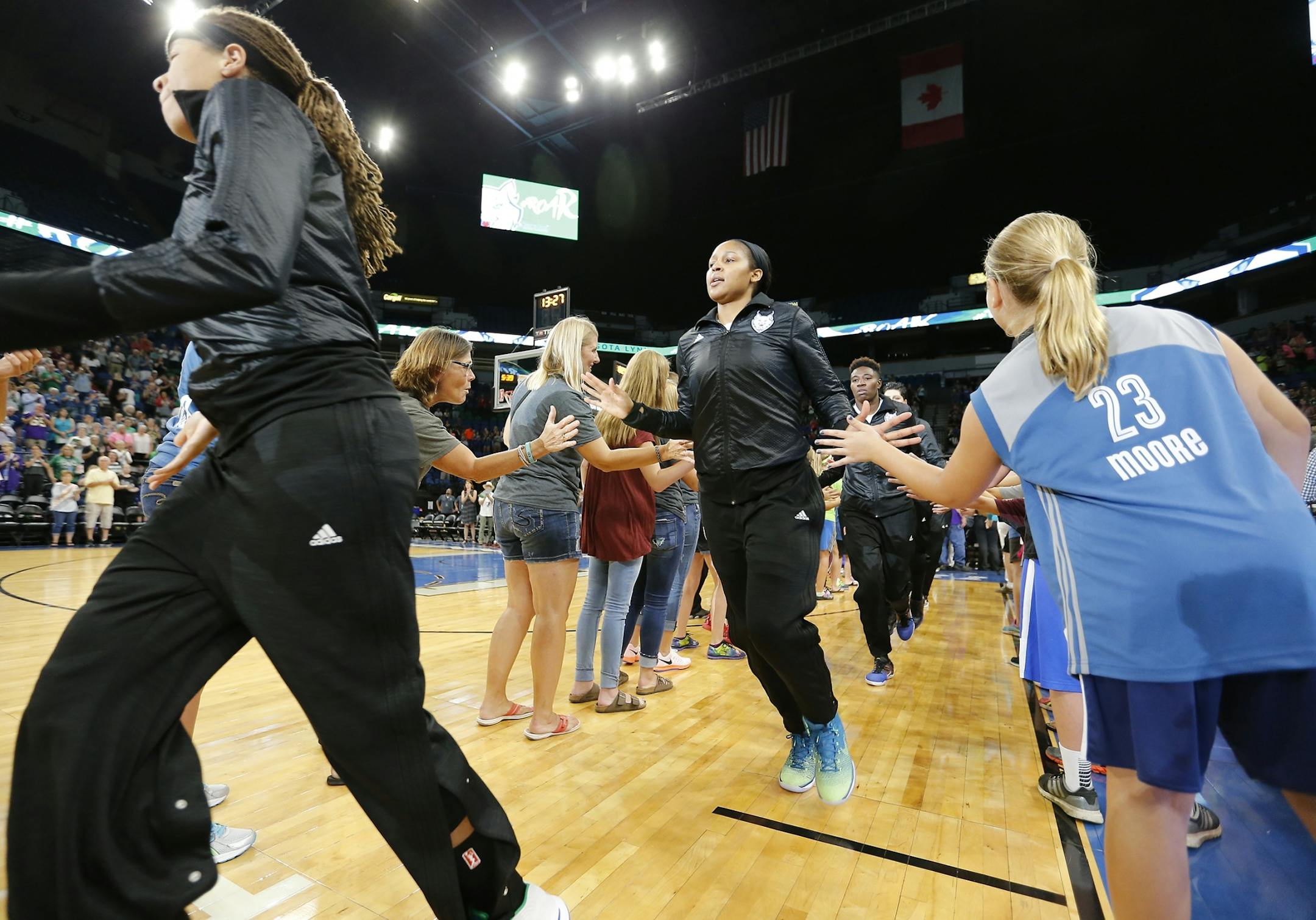 Minnesota Lynx forward Maya Moore (23) enters Target Center.