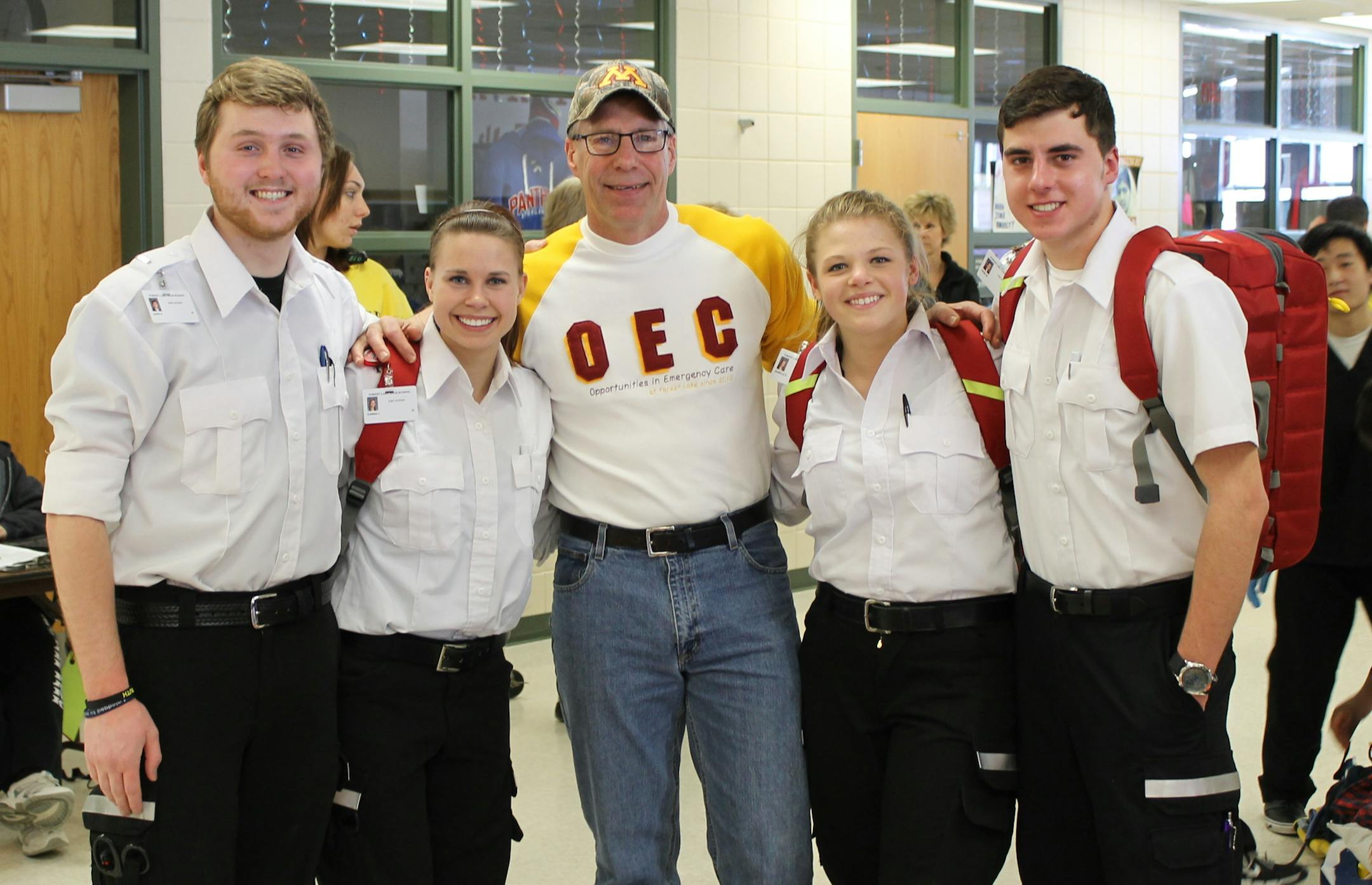 From left, John Hagen, Karina Larsen, teacher Paul Kendrick, Danielle Rybak and Arne Woinarowicz.