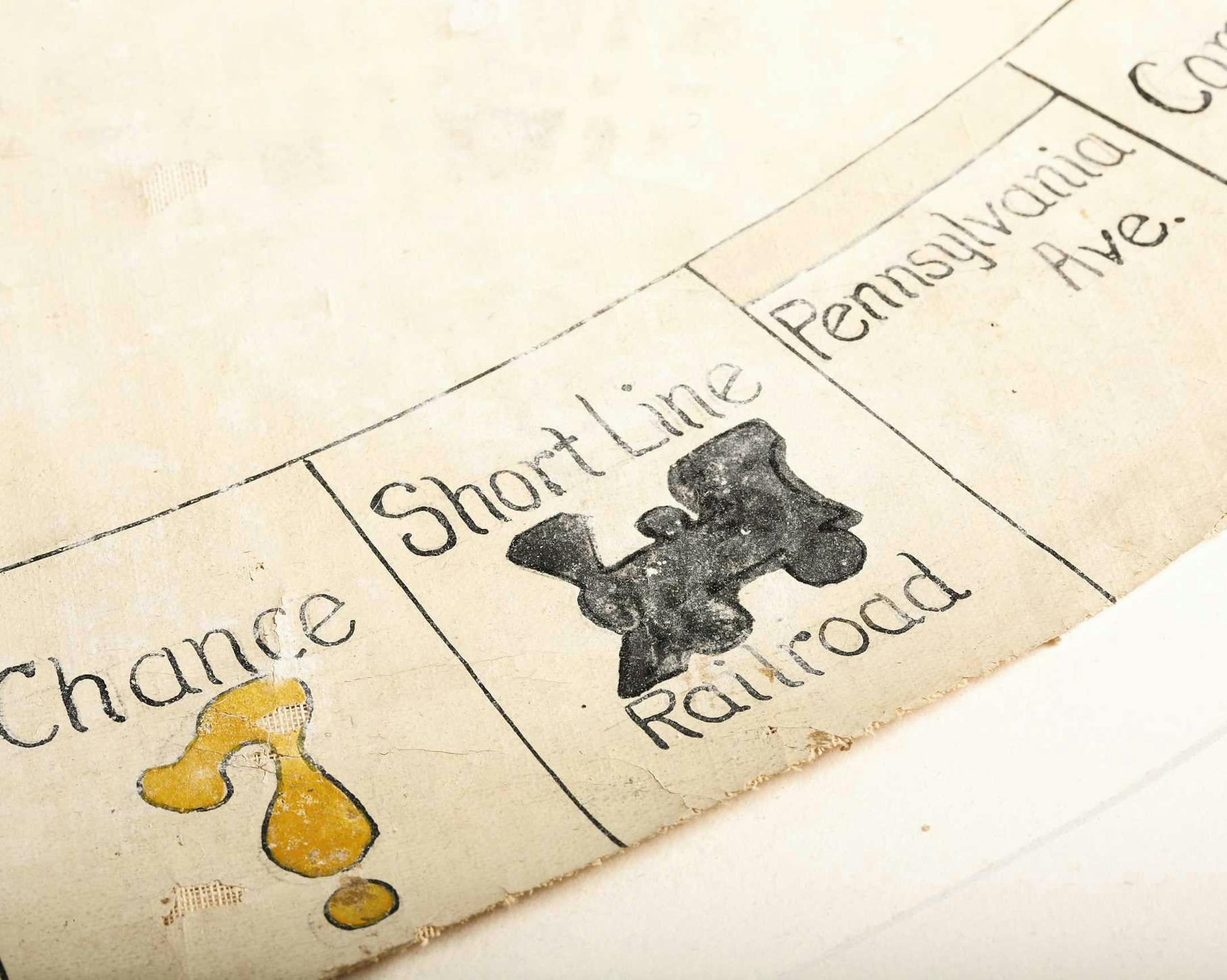 This undated picture provided by The Strong children's museum in Rochester, N.Y. shows the oldest known version of Monopoly handmade by inventor Charles Darrow. The Strong's National Museum of Play revealed Tuesday, Dec. 21, 2010 it was the winning bidder at Sotheby's last week with $146,500 for the table-sized board game created around 1933 with pen-and-ink and gouache on a circular piece of oilcloth. It contains 200-plus pieces, including playing cards, hotels and bank notes. (AP Photo/The Str