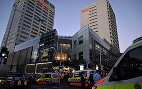 Emergency services are seen at Bondi Junction after multiple people were stabbed inside the Westfield Bondi Junction shopping centre in Sydney, Austra