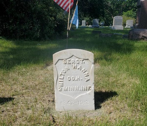 Sgt. Milton Hanna, a Medal of Honor recipient who enlisted in Minnesota, fought in the Civil War and died in 1913 at age 71. He is buried at Glenwood 