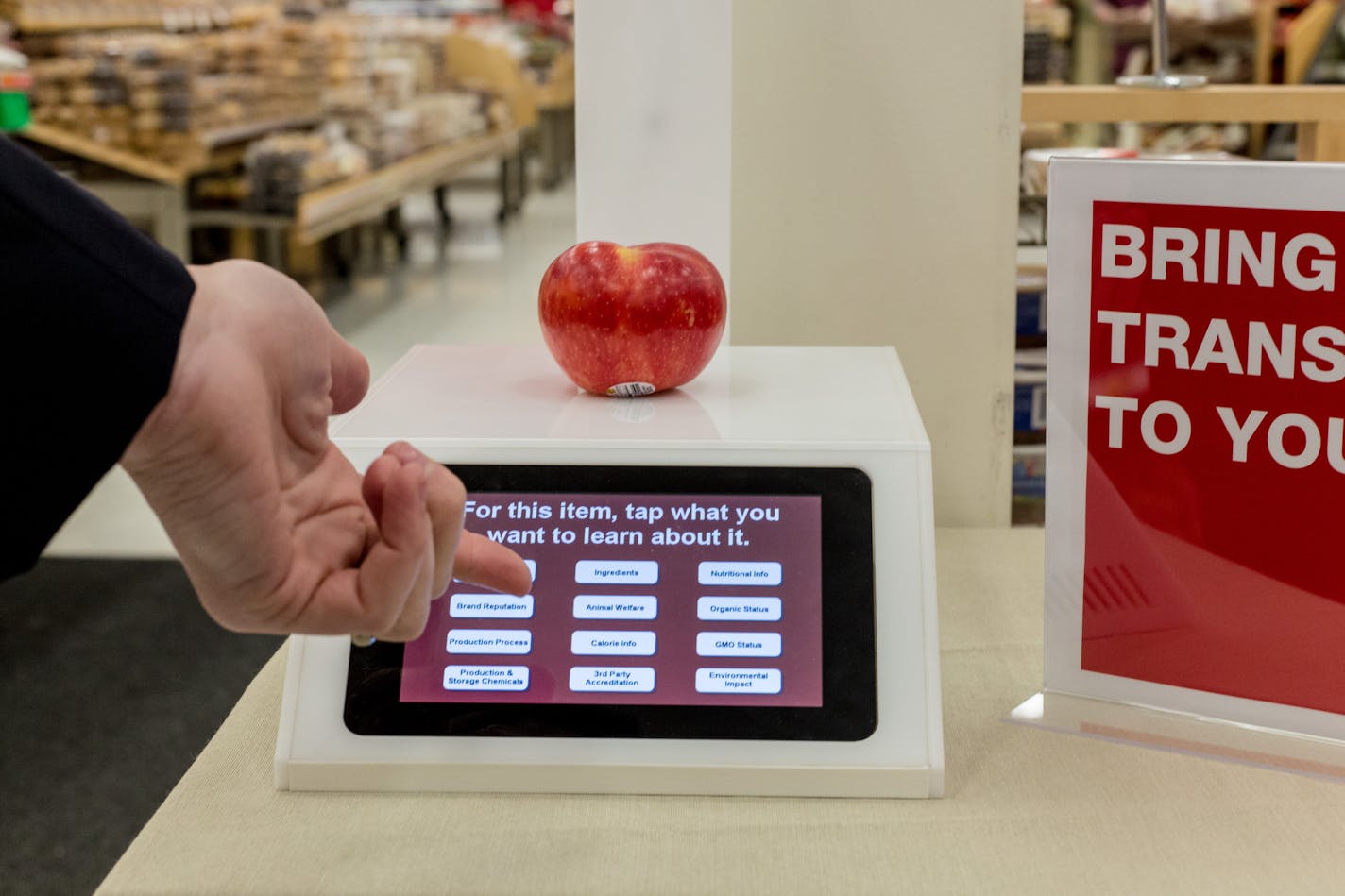 Target could not come to terms with a potential buyer and is closing its Food + Future lab in Cambridge, Mass. Shown is a food scanner that would tell consumers more about the food they might buy.