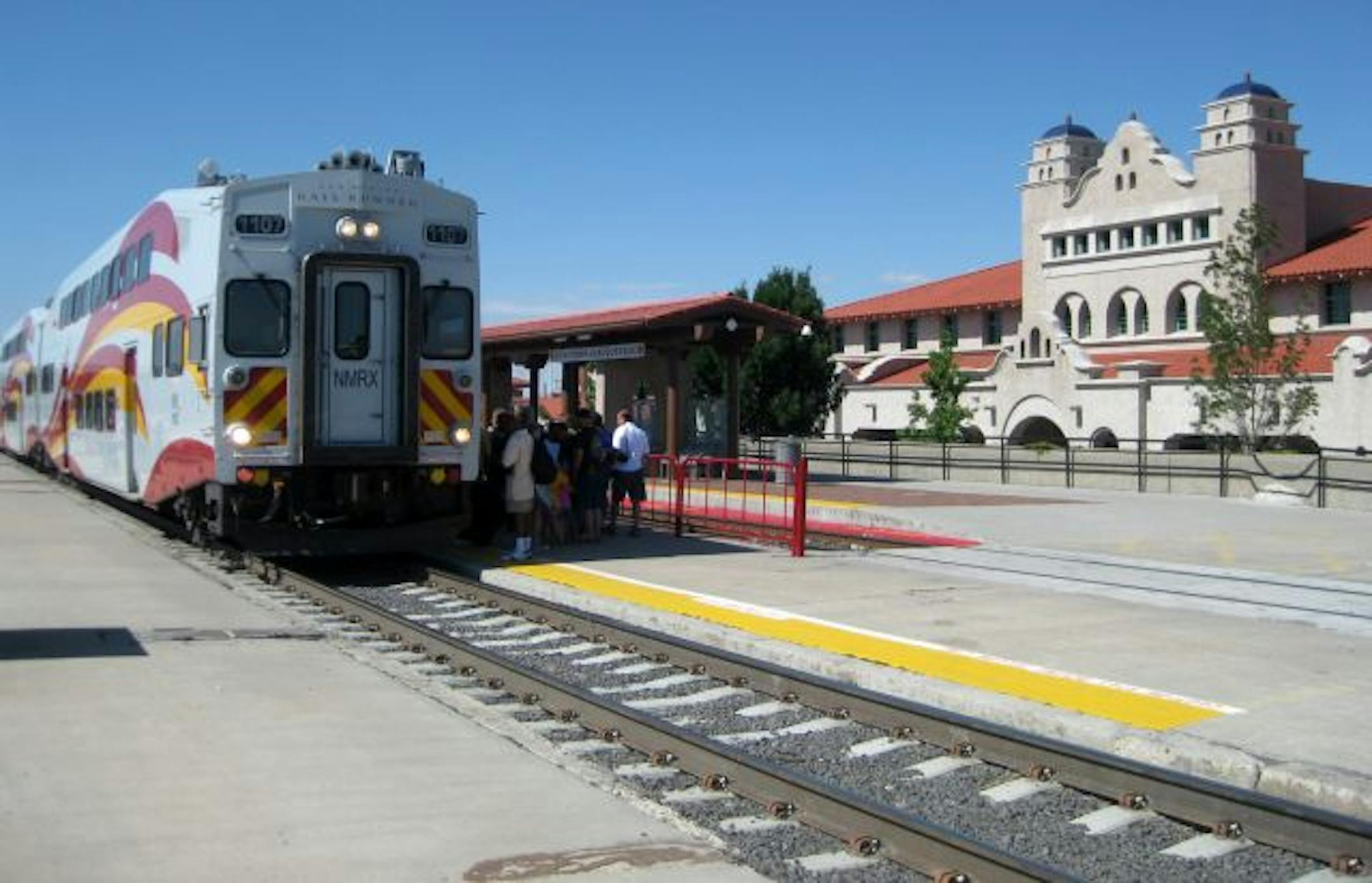 The sleek double-decker Rail Runner will take you round-trip from Albuquerque to Santa Fe in a little more than an hour.