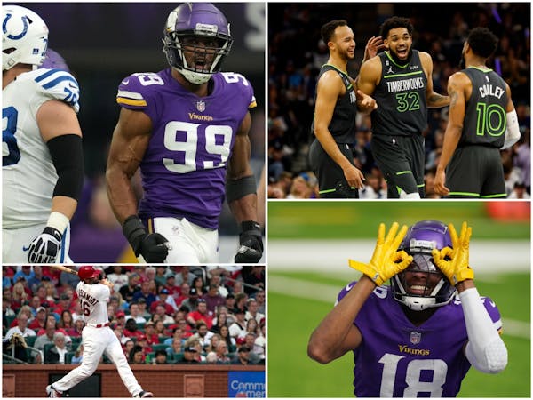 Personnel decisions on Danielle Hunter (top left), Justin Jefferson (bottom right), Karl-Anthony Towns (top right), and even Cardinals slugger Paul Go