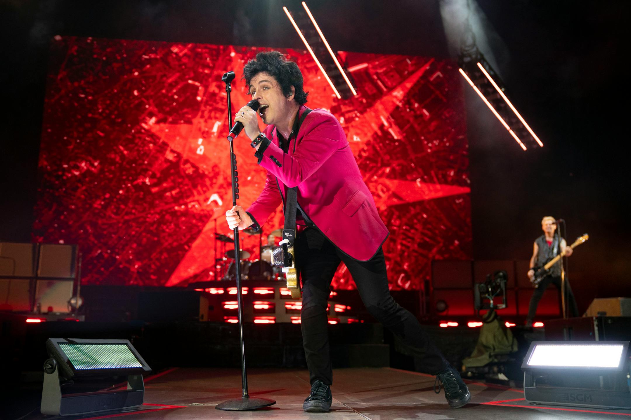 Billie Joe Armstrong, lead singer of Green Day, performed "Holiday" at the Hella Mega Tour at Target Field in Minneapolis on Monday.