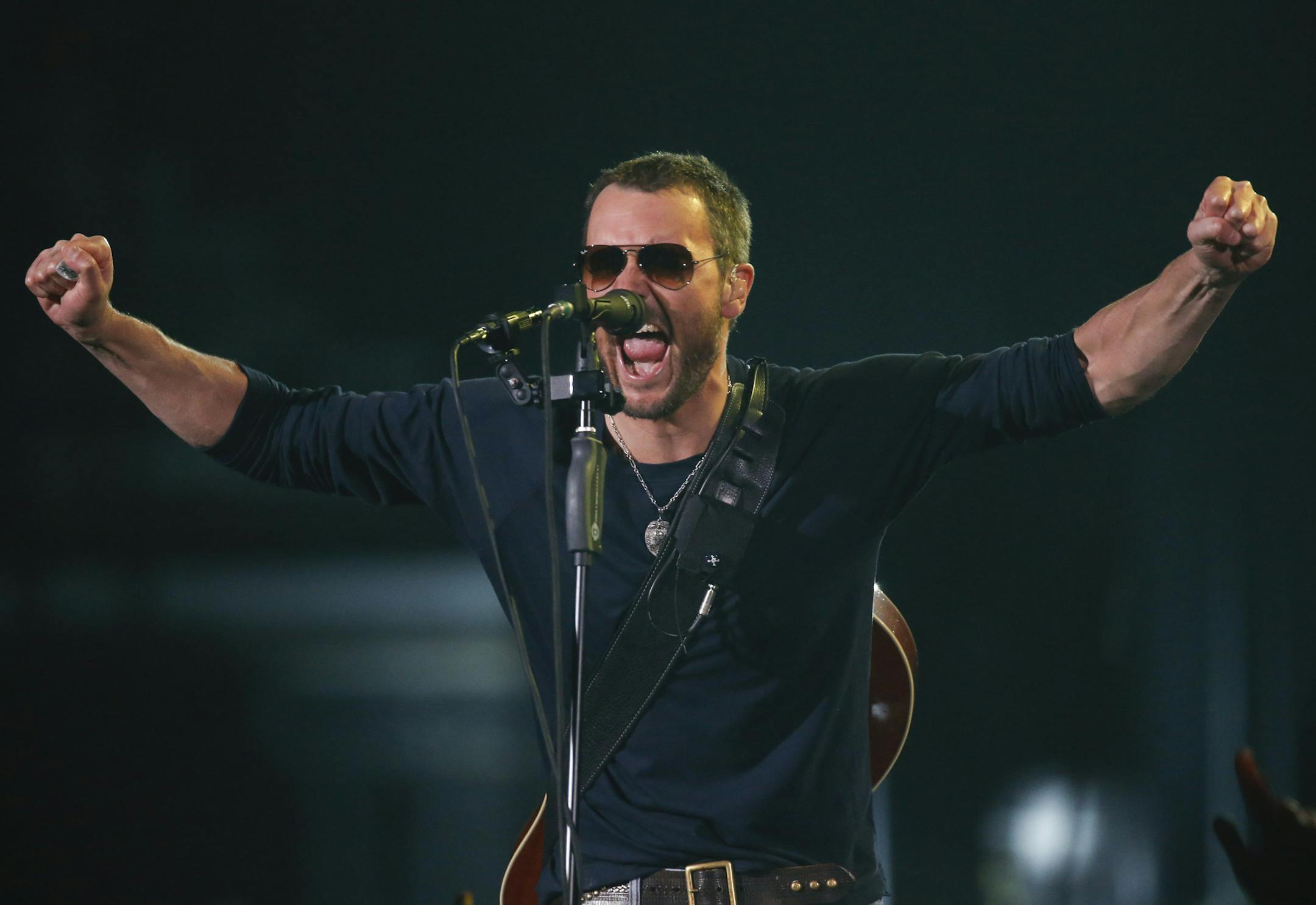 Eric Church during the second song of his sold out concert at Target Center in 2014.