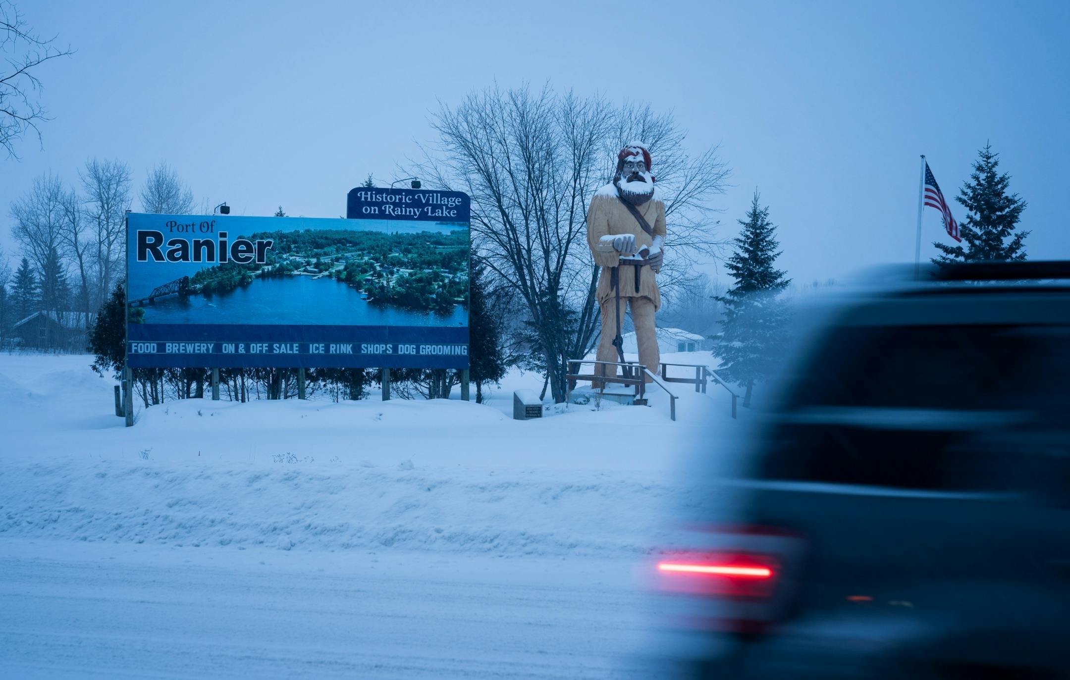 The 25-foot tall Ranier, Minnesota Voyageur on the entrance to town.