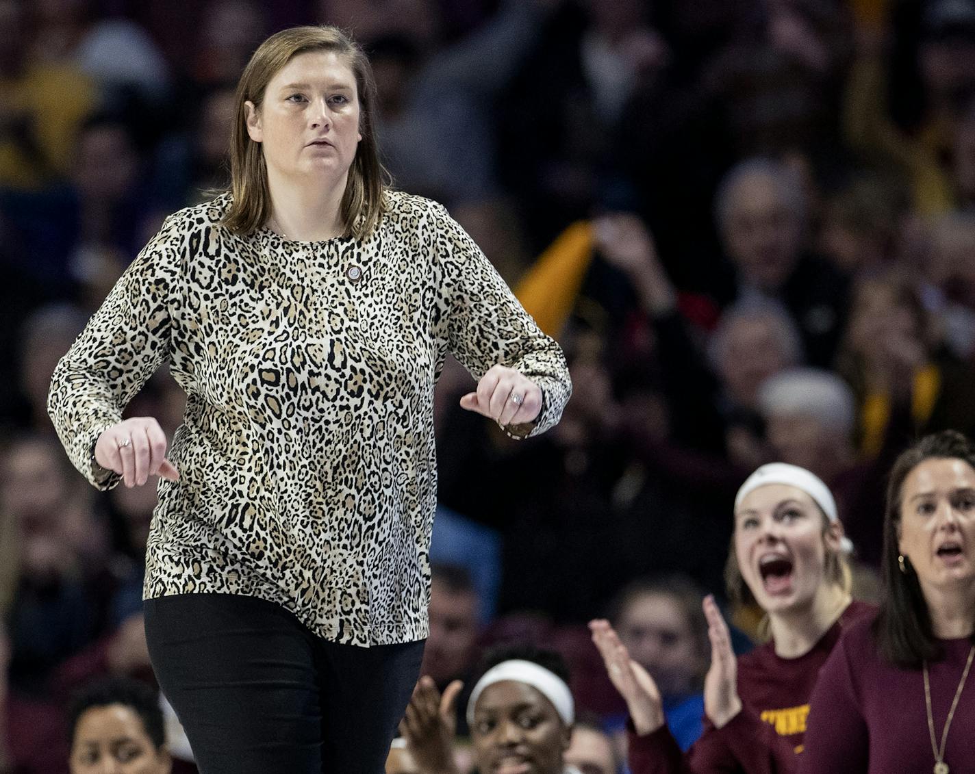 Gophers head coach Lindsay Whalen in the first half. ] CARLOS GONZALEZ &#x2022; cgonzalez@startribune.com &#x2013; Eagan, MN &#x2013; January 21, 2020, Eagan Civic Arena, High School / Prep Girls Hockey, Apple Valley vs. Simley
Apple Valley girls' hockey has three sisters among its top four scorers: Mandy (No. 14), Marie (15) and Makayla Moran (34). The sisters all play on the same forward line.