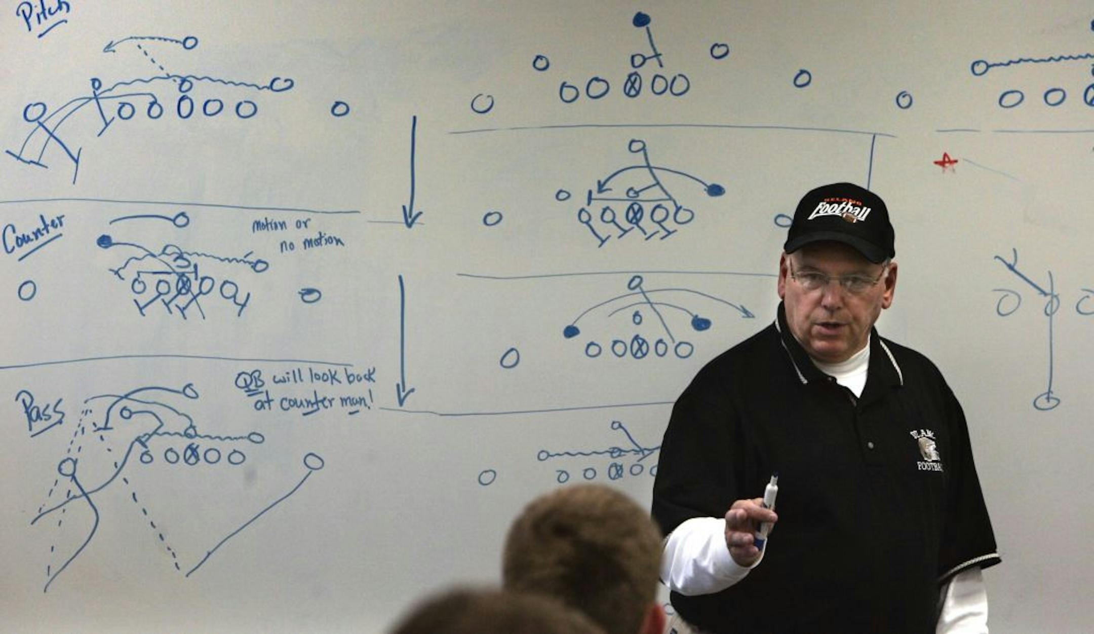 Delano head football coach Merrill Pavlovich has an undefeated team this year, just as he did when he talked strategy with his players in 2004.