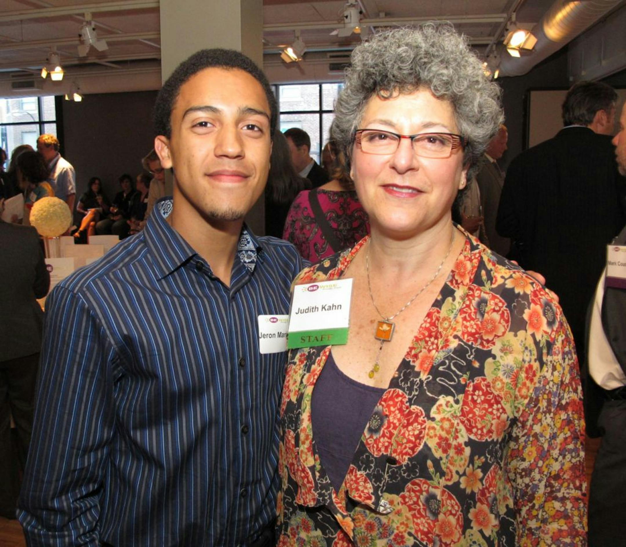 Jeron Mariani, event emcee and Judith Kahn, executive director of Teenwise.