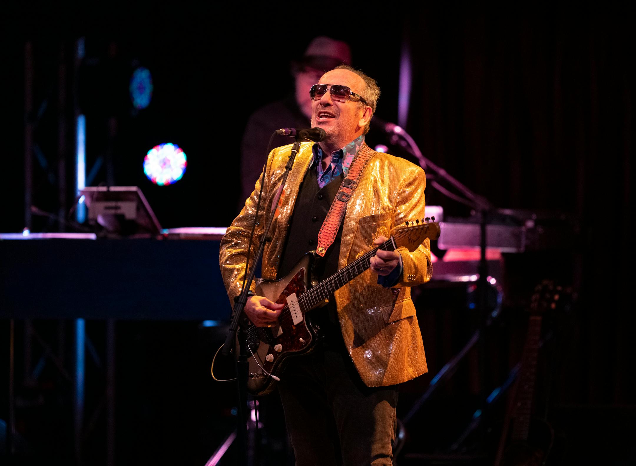 Elvis Costello performed during a show with the Imposters at Cain's Ballroom on May 7 as part of the opening weekend events for the Bob Dylan Center in Tulsa, Okla.