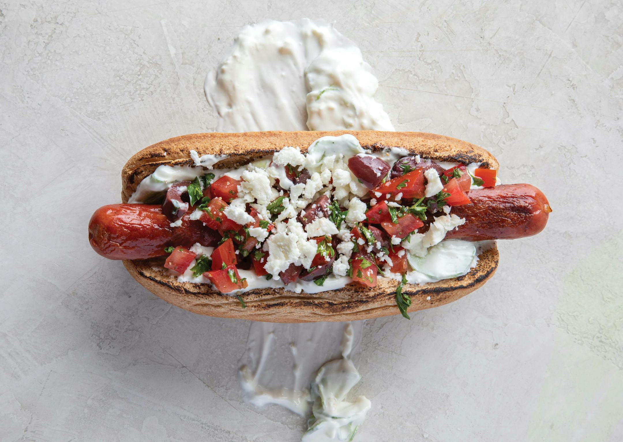 Greek Dog from "Sam the Cooking Guy: Between the Buns" (Countryman Press, 2022).Credit: Lucas Barbieri