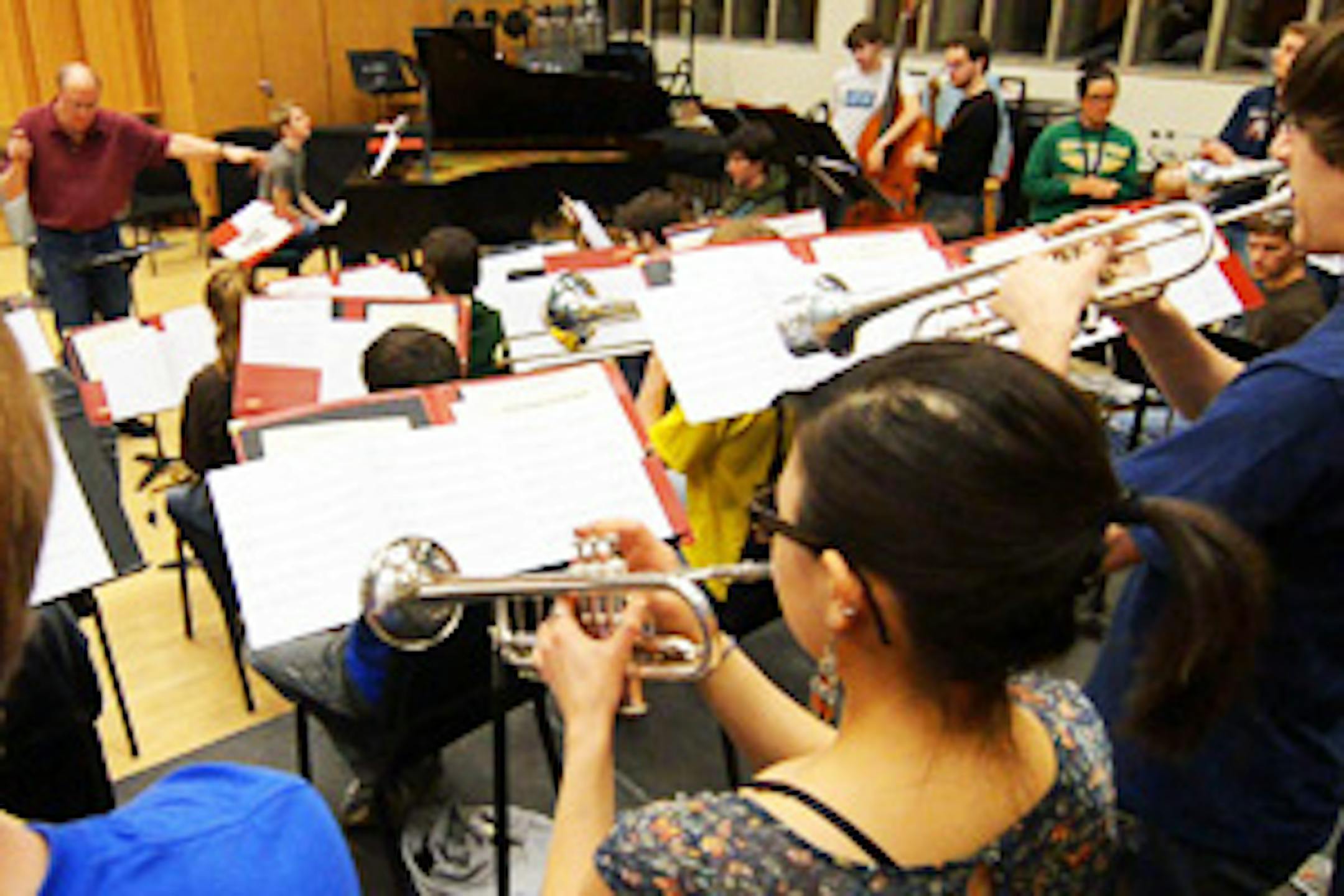 Dave Hagedorn, directing jazz students at St. Olaf (photo courtesy of the college)